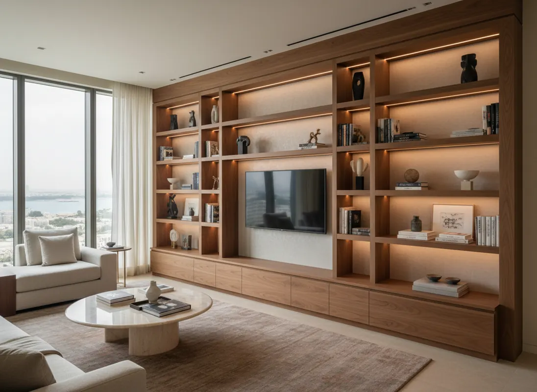 Custom shelving and storage wall