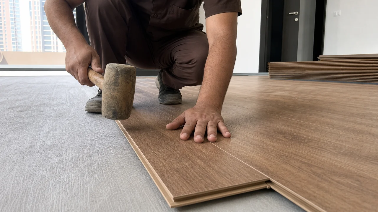LuxeCraft craftsman preparing wood in an in-house Dubai workshop